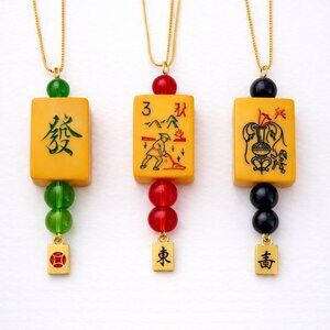 Handmade Vintage Bakelite Mah-Jongg Necklace